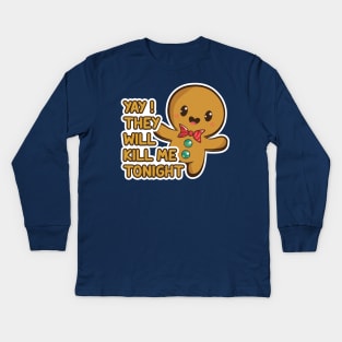 Cute Killing Ginger Bread Cookie Christmas 2020 Kids Long Sleeve T-Shirt